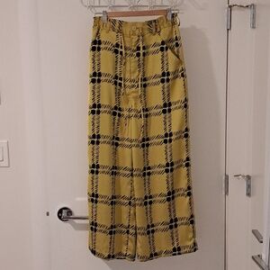 Uniqlo x Marni Green/Chartreuse & Black Graphic Plaid Wide-leg Pants (Size XS)